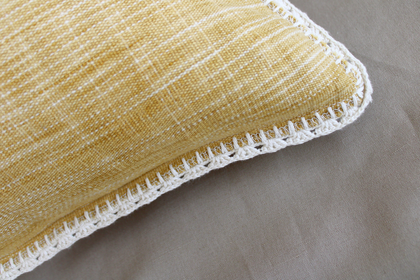 100% Cotton pillow case with natural dye (Yellow x Embroidery) Small