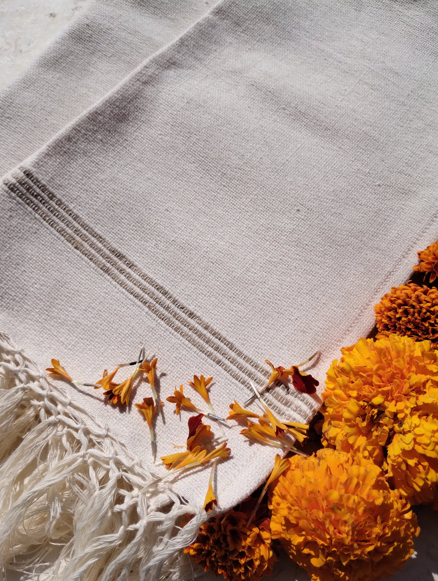 Handcrafted Cotton & Jute Hand Towel -set of two – Artisan-Woven on Pedal Loom in Oaxaca